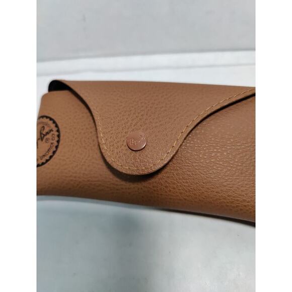Ray Ban Brown Leather Case only No cleaning cloth PRE OWNED Black Logo - Picture 4 of 13